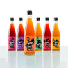 Group shot of Roar Living 100% natural cordial collection but highlighting passionfruit cordial 